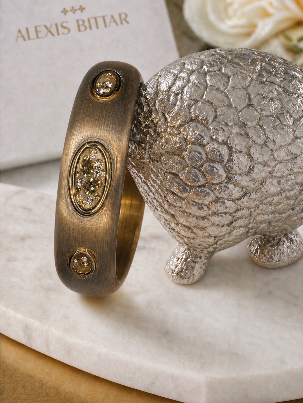 Alexis Bittar Antique Gold Crystal-Embellished Bangle